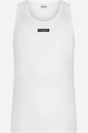Dolce & Gabbana Two-way stretch cotton tank top with logo label