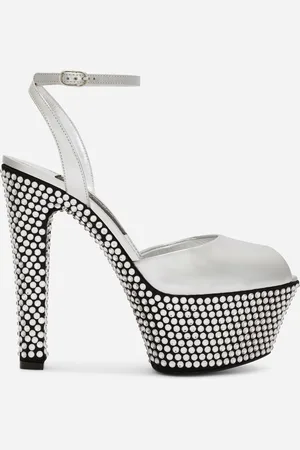 Dolce & Gabbana Plateau-Sandalette aus Kalbsleder in Spiegeloptik und Thermostrass