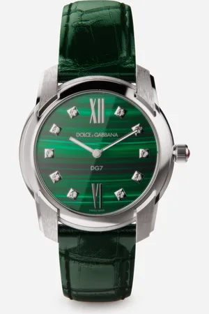 Dolce & Gabbana DG7 watch in steel with malachite and diamonds
