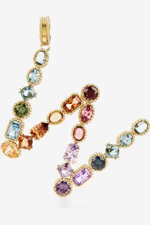 Dolce & Gabbana Charm W Rainbow alphabet aus 18-karätigem Gelbgold mit mehrfarbigen Edelsteinen
