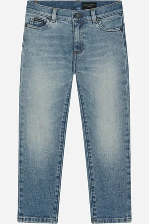 Dolce & Gabbana 5-Pocket-Hose aus behandeltem Stretchdenim mit Logoprint