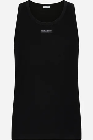 Dolce & Gabbana Two-way stretch cotton tank top with logo label