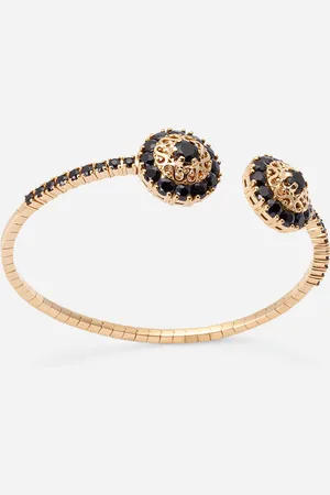 Dolce & Gabbana Armreif Family aus gelbgold mit rosetten und schwarzen saphiren