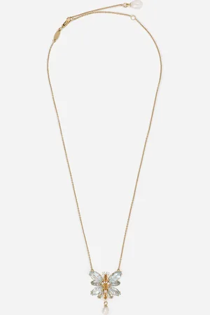 Dolce & Gabbana Halskette Spring aus 18-karätigem Gelbgold mit Aquamarin-Schmetterling