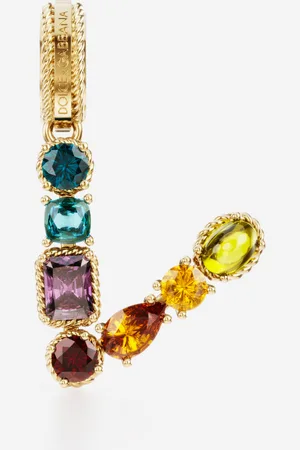 Dolce & Gabbana Charm V Rainbow alphabet aus 18-karätigem Gelbgold mit mehrfarbigen Edelsteinen