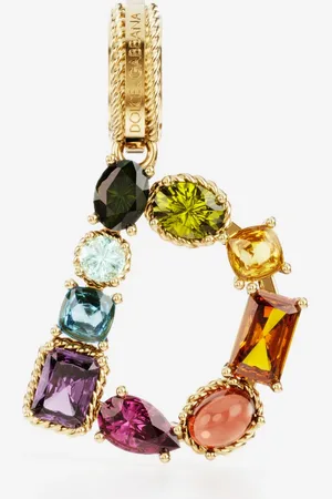 Dolce & Gabbana Charm D Rainbow alphabet aus 18-karätigem Gelbgold mit mehrfarbigen Edelsteinen