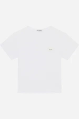 Dolce & Gabbana JERSEY-T-SHIRT MIT LOGOPLAKETTE