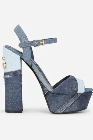 Dolce & Gabbana Plateau-Sandalette aus Denim-Patchwork