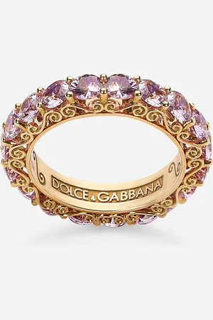 Dolce & Gabbana Heritage band ring in yellow 18kt with pink sapphires
