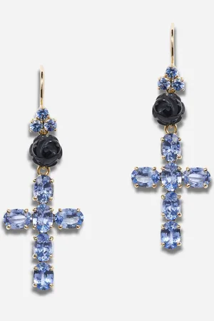 Dolce & Gabbana Family yellow earrings with rose and cross pendant