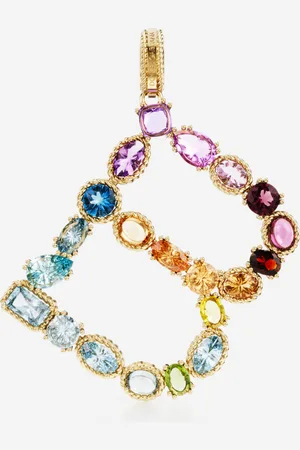 Dolce & Gabbana Charm B Rainbow alphabet aus 18-karätigem Gelbgold mit mehrfarbigen Edelsteinen