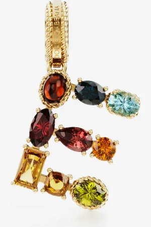 Dolce & Gabbana Charm E Rainbow alphabet aus 18-karätigem Gelbgold mit mehrfarbigen Edelsteinen