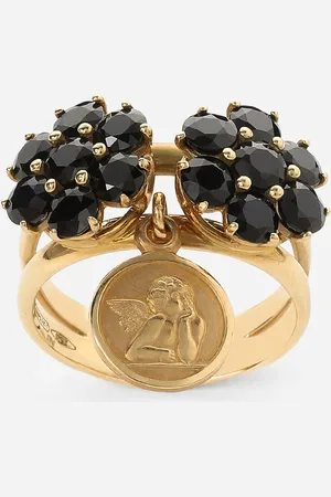Dolce & Gabbana Ring Family aus 18-karätigem Gelbgold mit schwarzen Saphiren