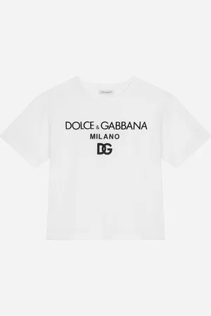 Dolce & Gabbana Rundhals-T-Shirt aus Jersey Stickerei DG Milano