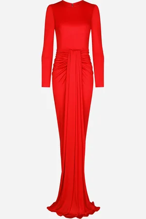 Dolce & Gabbana Langes Kleid aus Organsin mit Drapierung