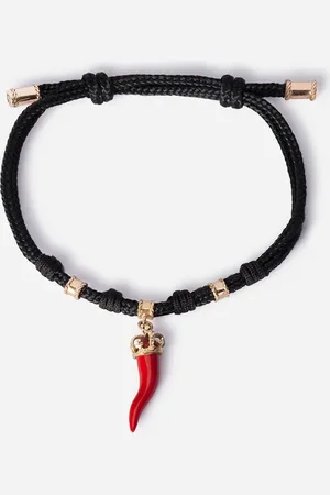 Dolce & Gabbana Fabric Good luck bracelet with enameled yellow pendant charm