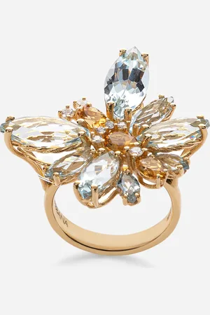 Dolce & Gabbana Ring Spring aus 18-karätigem Gelbgold mit Aquamarin-Schmetterling