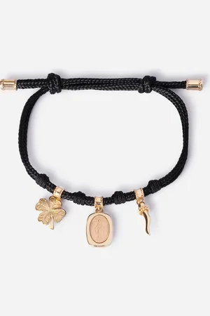 Dolce & Gabbana Armband Devotion aus stoff mit anhänger aus gelb- und rotgold