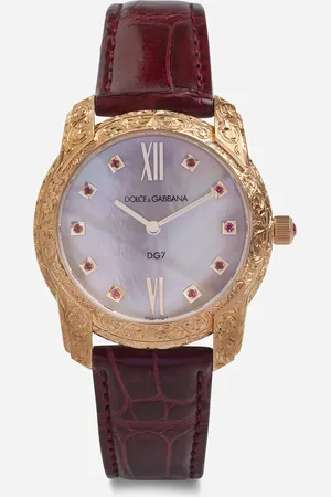 Dolce & Gabbana DG7 Gattopardo watch in red gold with pink mother of pearl and rubies