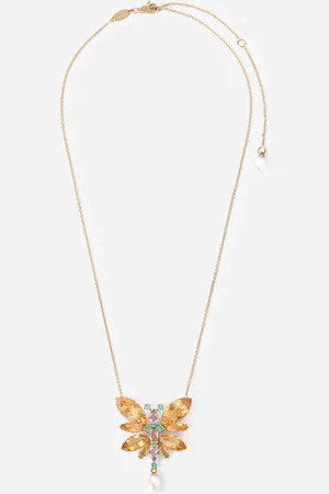 Dolce & Gabbana Halskette Spring aus 18-karätigem Gelbgold mit Zitrin-Schmetterling