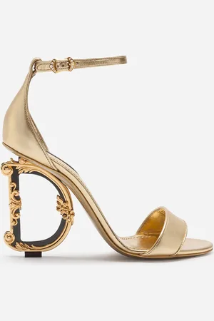 Dolce & Gabbana Sandalette aus mordoré-nappaleder mit absatz DG barocco