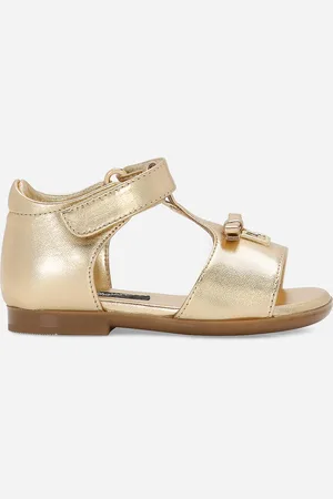Dolce & Gabbana Lauflernsandale aus Metallic-Leder
