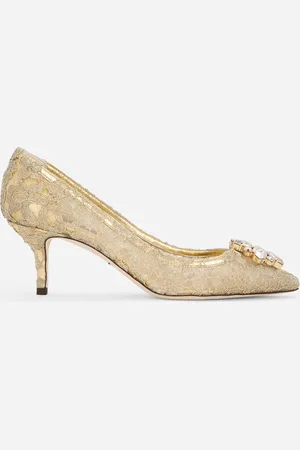 Dolce & Gabbana Lurex lace rainbow pumps with brooch detailing