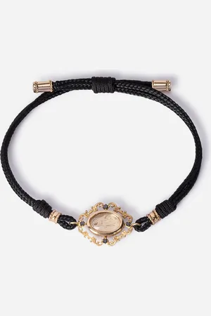Dolce & Gabbana Armband Devotion aus stoff mit anhänger aus gelbgold