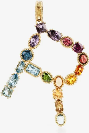 Dolce & Gabbana Charm R Rainbow alphabet aus 18-karätigem Gelbgold mit mehrfarbigen Edelsteinen