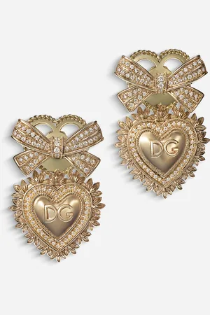 Dolce & Gabbana Devotion earrings in yellow gold with diamonds