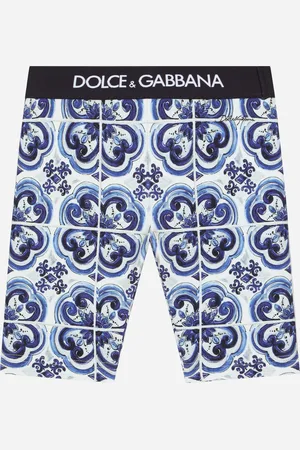 Dolce & Gabbana Radlerhose aus Interlock Majolika-Print