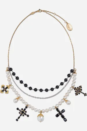 Dolce & Gabbana Family necklace in yellow and white black sapphires