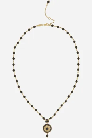 Dolce & Gabbana Halskette mit anhänger aus schwarzer jade und saphiren