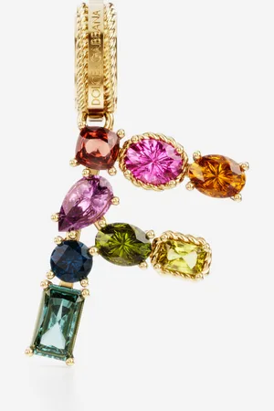 Dolce & Gabbana Charm F Rainbow alphabet aus 18-karätigem Gelbgold mit mehrfarbigen Edelsteinen