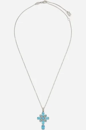 Dolce & Gabbana Anhänger Anna aus Weißgold 18 kt mit azurblauen Topasen