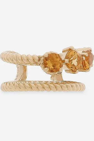 Dolce & Gabbana Einzelohrring mit doppeltem Ear Cuff aus Gelbgold 18 kt mit Zitrinen