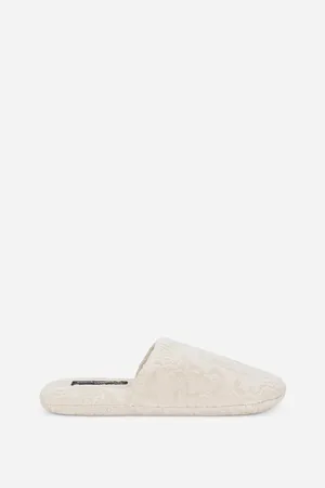 Dolce & Gabbana Frotteepantoffel aus Baumwolljacquard