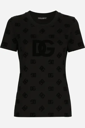 Dolce & Gabbana T-Shirt aus Jersey mit geflocktem DG-Logo allover