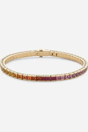 Dolce & Gabbana Tennisarmband aus 18-karätigem Gelbgold mit mehrfarbigen Saphiren