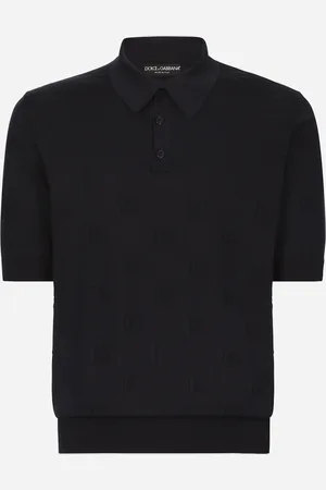 Dolce & Gabbana Poloshirt aus Seide mit DG-Logostickerei allover