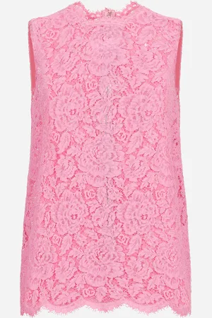 Dolce & Gabbana Top aus floraler Kordelspitze mit Logo