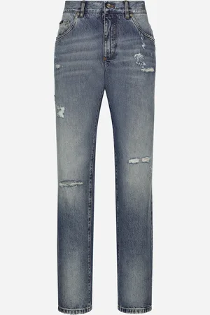 Dolce & Gabbana Jeans Classic aus blauem Denim mit Abriebstellen