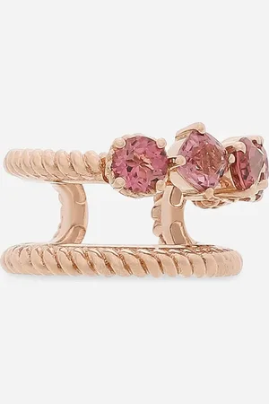 Dolce & Gabbana Einzelohrring mit doppeltem Ear Cuff aus Rotgold 18 kt mit rosa Turmalinen