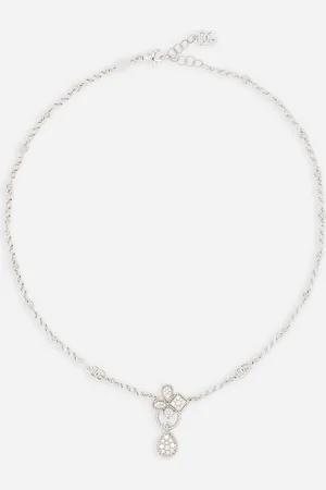 Dolce & Gabbana Halskette Easy Diamond aus Weißgold 18 kt und Pavé aus Diamanten