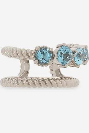 Dolce & Gabbana Einzelohrring mit doppeltem Ear Cuff aus Weißgold 18 kt mit Swiss-Topasen