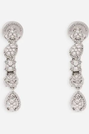 Dolce & Gabbana Ohrringe Easy Diamond aus Weißgold 18 kt und Pavé aus Diamanten