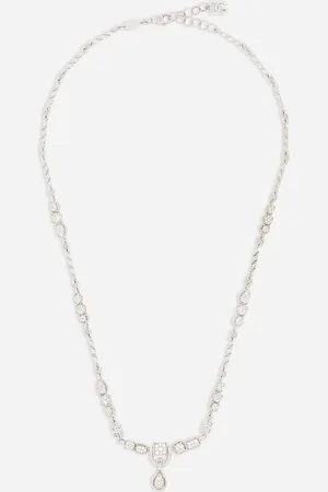 Dolce & Gabbana Halskette Easy Diamond aus Weißgold 18 kt und Pavé aus Diamanten