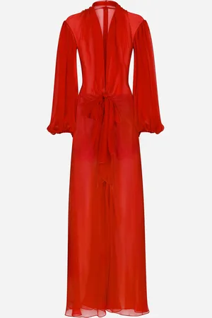 Dolce & Gabbana Langes Kleid aus Seidenchiffon mit Schleife