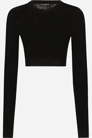 Dolce & Gabbana Kurzpullover im Netzmuster aus Viskose DG-Jacquardlogo