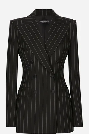 Dolce & Gabbana Zweireihige Turlington-Nadelstreifenjacke aus Wolle